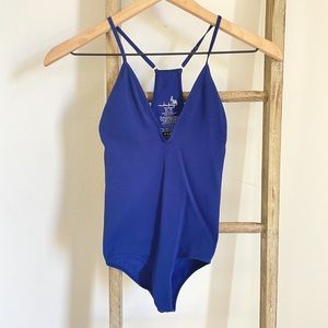 Free People Cobalt Blue Ribbed Body Suit
